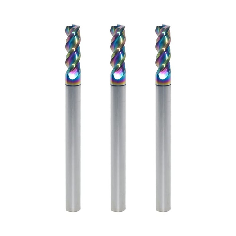 JIANXING 4mm Carbide Square End Mill for Aluminum & Copper Applications, 3-Flute, HRC 55 Deg, 4mm Cutting Diameter, 50mm Length, High Feed U-Type Design, for Roughing and Finishing (3 Pieces) - Image 1